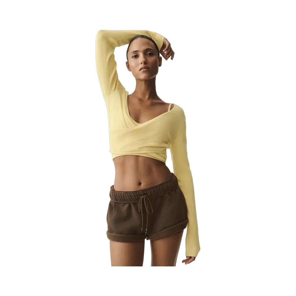 Alo Sweater Knit Crossover Long Sleeve 'Warm Butter'