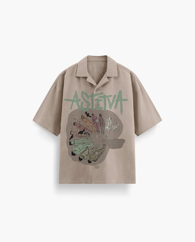 Astitva  // Taupe Patchwork Art Shirt