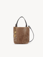 CHLOE Small Chloé Spin tote bag in shearling Floral Grey