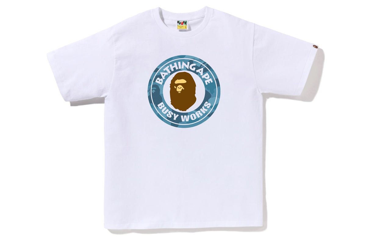 BAPE Honeycomb Camo Busy Works Tee - White - Dawntown