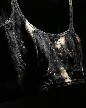 Dark wash black crop with acid wash finish

