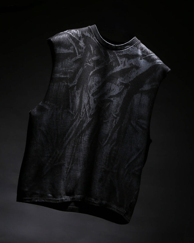 Soft Cotton Mineral Wash Black Vest with Enzyme Finish