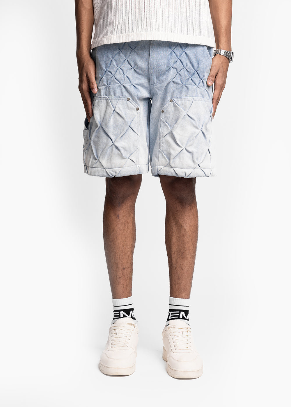 EVEMEN DIAMOND SHORTS - WASHED BLU