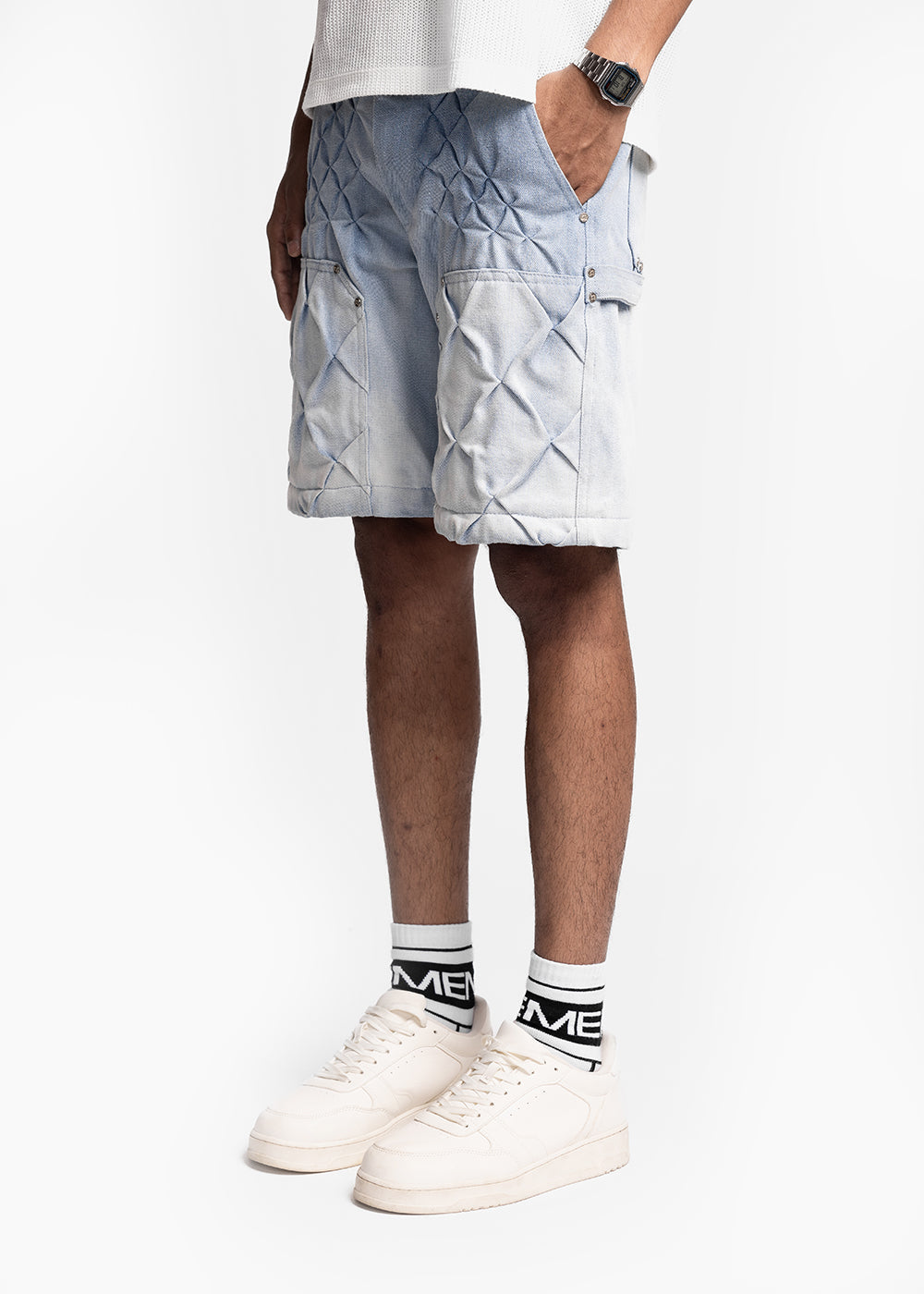 EVEMEN DIAMOND SHORTS - WASHED BLU