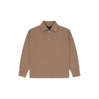 Brown Full Sleeves Quarter Zip