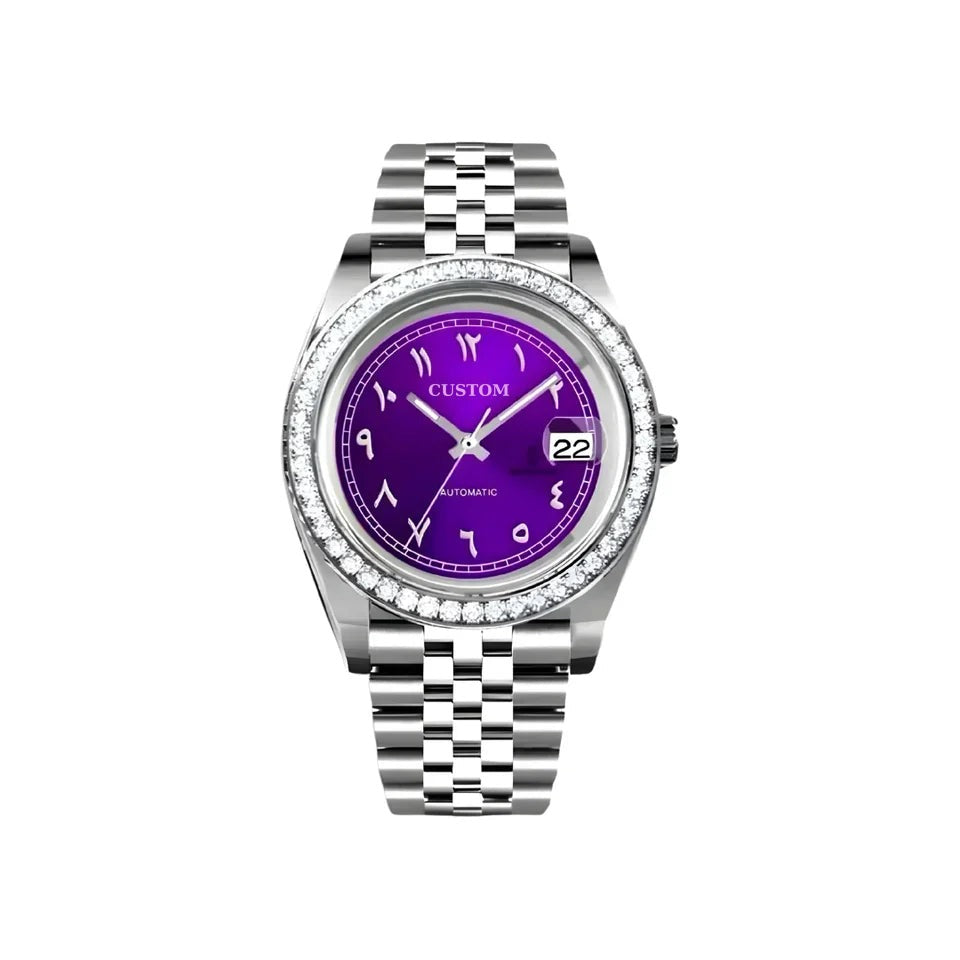 Build Your Own Datejust Arabic Purple Diamond Bezel