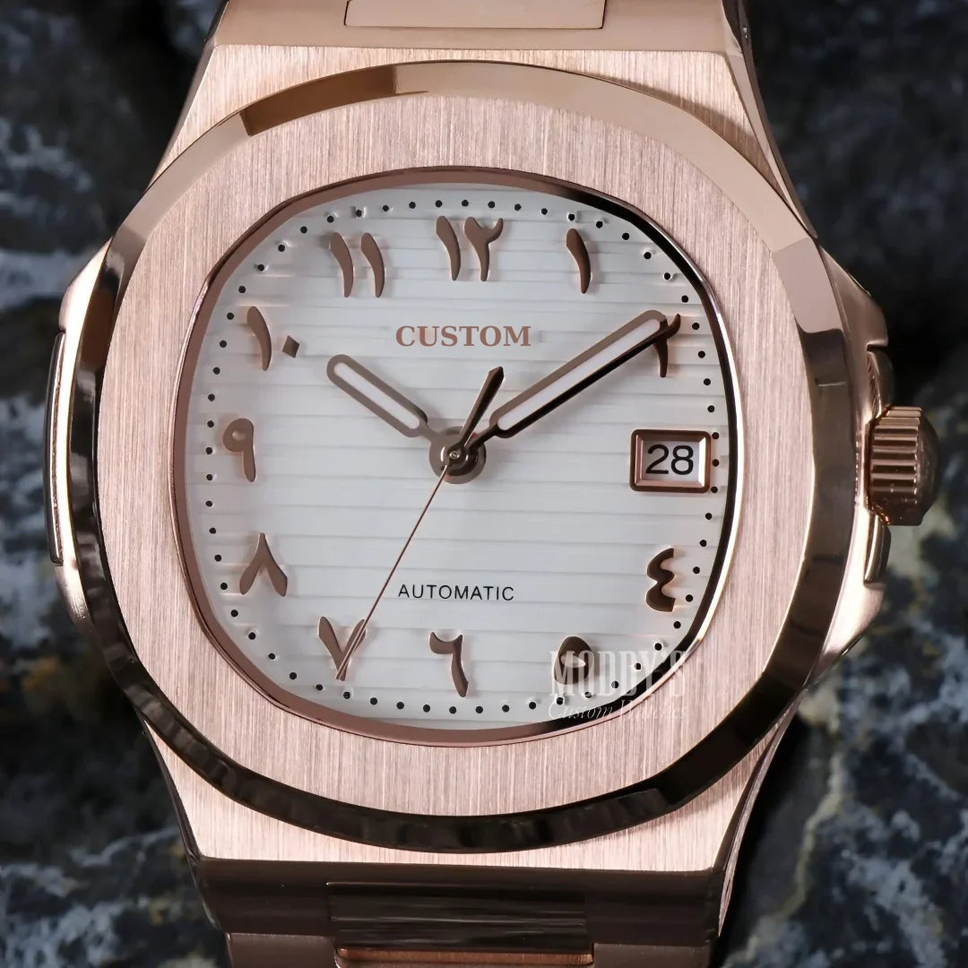 Build Your Own Nautilus Arabic Rose Gold White