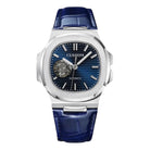 Build Your Own Nautilus Silver Blue Open Heart Leather Strap