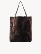 CHLOE Large Chloé Spin tote bag in shearling Kohl Brown