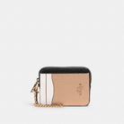 Coach Zip Card Case In Colorblock Gold Chalk Multi