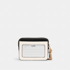Coach Zip Card Case In Colorblock Gold Chalk Multi