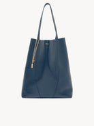 CHLOE Large Chloé Spin tote bag in grained leather Tapestry Blue
