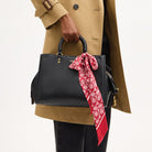 Coach Textured Signature Print Silk Skinny Scarf True Red