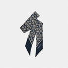 Coach Textured Signature Print Silk Skinny Scarf Midnight Navy