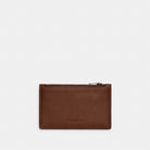 Coach Zip Card Case Gunmetal Saddle