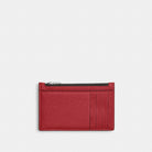 Coach Zip Card Case Silver True Red