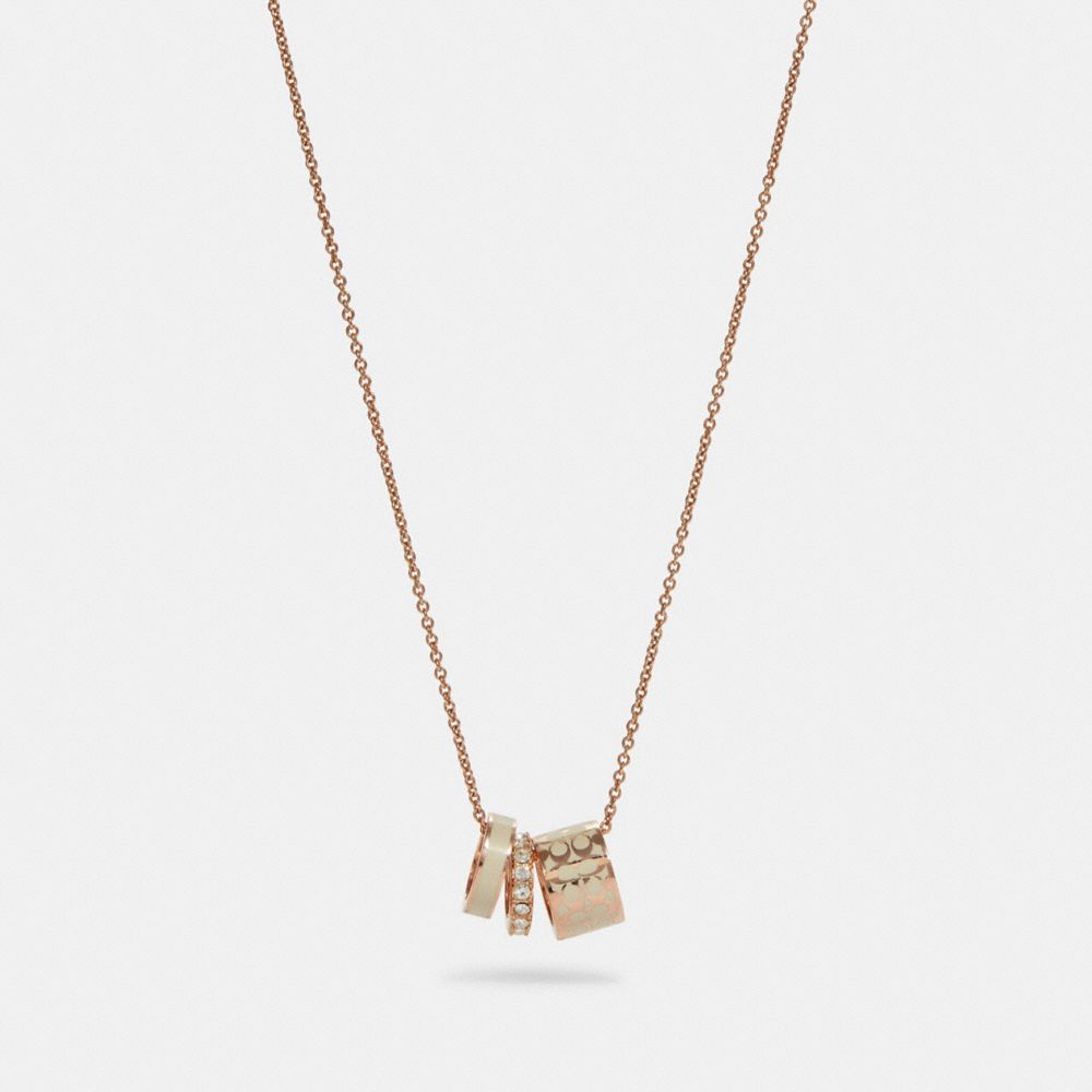 Coach Signature Enamel Necklace Rose Gold Chalk