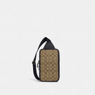 Coach Sullivan Pack In Blocked Signature Canvas Gunmetal Khaki Charcoal