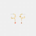 Coach Cherry Wavy Huggie Earrings Gold Red