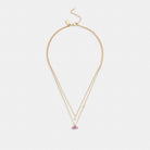 Coach Mini Bow Layered Necklace Gold Pink