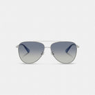 Coach C Hardware Metal Pilot Sunglasses Silver Blue