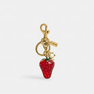 Coach Strawberry Bag Charm Brass Red