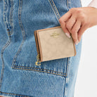 Coach Snap Wallet With Signature Canvas Gold Dark Natural Multi