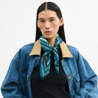 Coach Horse And Carriage Dot Print Silk Bandana Teal