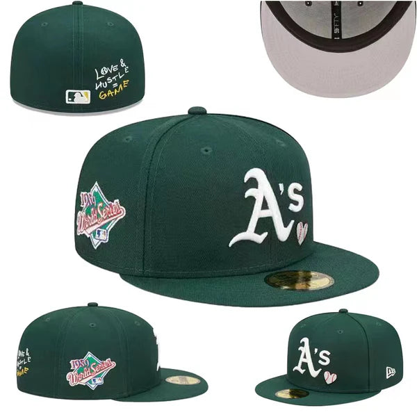 Oakland Athletics Quick Turn Team Heart 59FIFTY Green/White Fitted