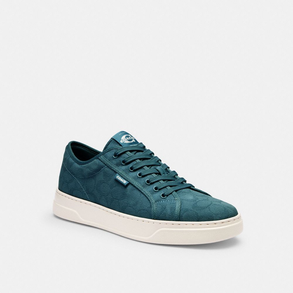 Men's Coach Canvas Sneaker In Signature Jacquard Dark Teal Chalk
