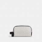 Coach Small Travel Kit In Signature Canvas Gunmetal Chalk Black