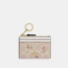 Coach Mini Skinny Id Case In Signature Canvas With Floral Print Gold Sand Multi