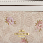 Coach Mini Skinny Id Case In Signature Canvas With Floral Print Gold Sand Multi