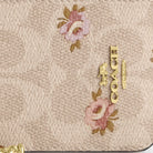 Coach Zip Card Case In Signature Canvas With Floral Print Gold Sand Multi
