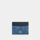 Coach Slim Id Card Case In Regenerative Cotton With Quilting Gold Indigo