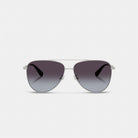 Coach C Hardware Metal Pilot Sunglasses Silver Grey Gradient