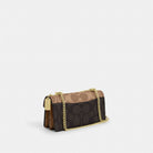 Coach Klare Envelope Crossbody Bag In Blocked Signature Canvas Gold Walnut Tan