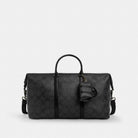 Coach Mini Trekker Bag Charm In Signature Canvas Gunmetal Charcoal Black