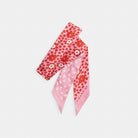 Coach Country Club Floral Print Silk Skinny Scarf Pink Red