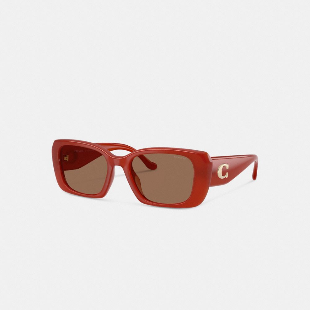 Coach Maxi Sculpted C Oversized Rectangle Sunglasses Burnt Orange