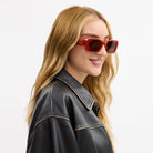 Coach Maxi Sculpted C Oversized Rectangle Sunglasses Burnt Orange