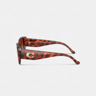 Coach Maxi Sculpted C Oversized Rectangle Sunglasses Caramel Tortoise