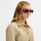 Coach Maxi Sculpted C Oversized Rectangle Sunglasses Caramel Tortoise