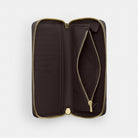Coach Long Zip Around Wallet With Detachable Card Case In Signature Canvas Gold Walnut Black