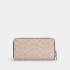 Coach Long Zip Around Wallet With Detachable Card Case In Signature Canvas Silver Sand Taupe