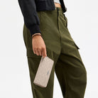 Coach Long Zip Around Wallet With Detachable Card Case In Signature Canvas Silver Sand Taupe