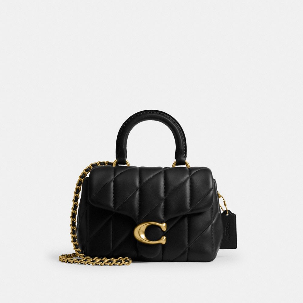Coach Tabby Top Handle Bag With Quilting Brass Black