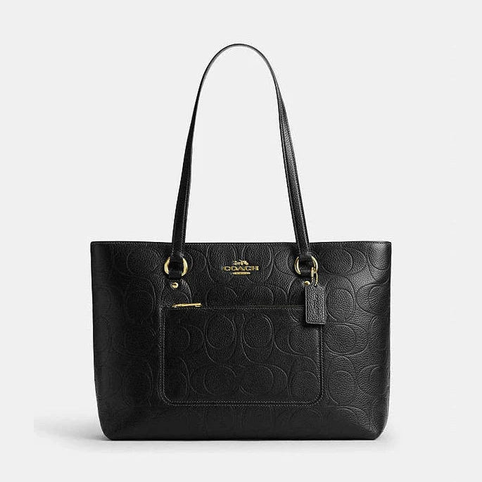 Coach Station Tote Bag In Signature Leather Pebbled Leather-Gold