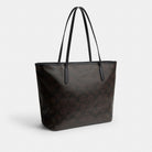 Coach Large City Tote Bag In Maxi Signature Canvas Gold Walnut Black