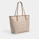 Coach Large City Tote Bag In Maxi Signature Canvas Silver Sand Taupe